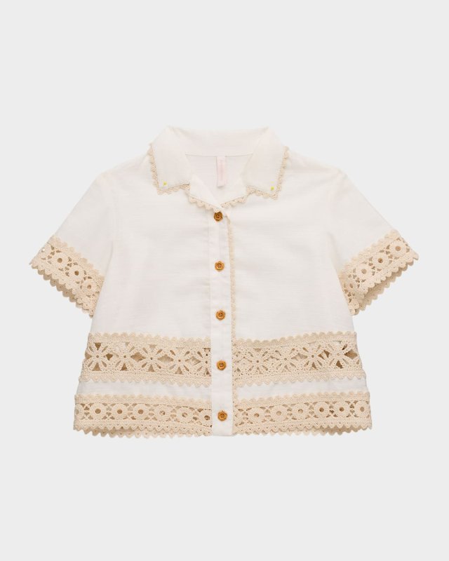 Girl's Wylie Scallop Trim Shirt, Size 4-